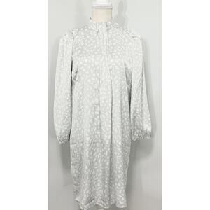 NWT Ann Taylor Mock Neck Satin-Like Animal Print Shift Dress Grey Career SMALL S